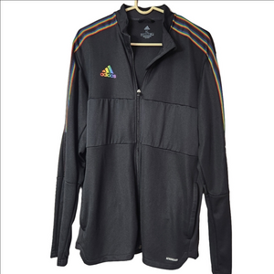 Adidas Mens Black Aeroready Tiro Pride Full Zip Track Jacket size XL rainbow